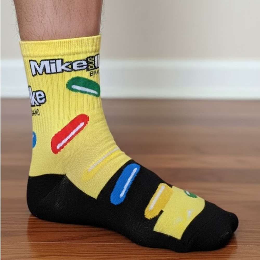Mike and Ike Candy Novelty Socks Food Snack Crew Mens Womens Unisex OS 1 PAIR